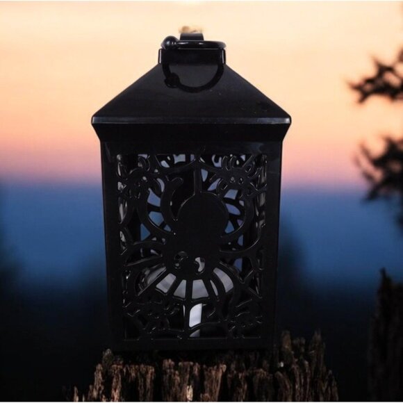 Gothic Black Decorative Lantern Battery Operated Light Witchy Decor - Picture 1 of 7